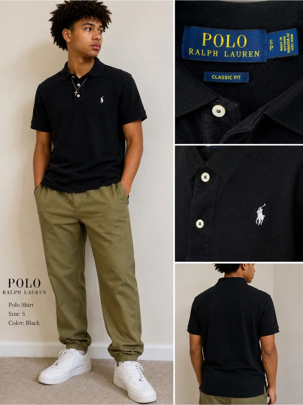 Ralph Lauren Black Polo Shirt with White Pony - Classic Fit